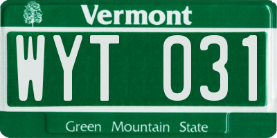 VT license plate WYT031