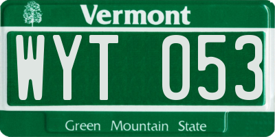 VT license plate WYT053