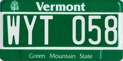 VT license plate WYT058