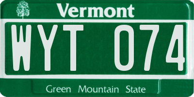 VT license plate WYT074