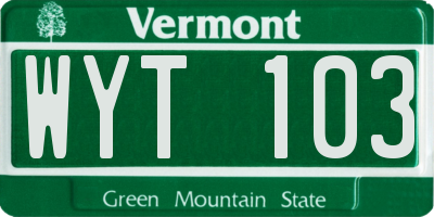 VT license plate WYT103