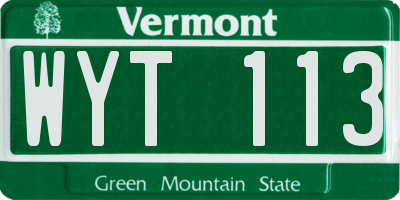 VT license plate WYT113
