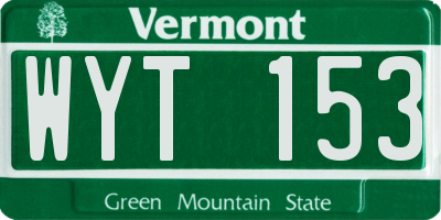 VT license plate WYT153