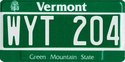 VT license plate WYT204
