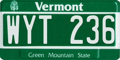 VT license plate WYT236