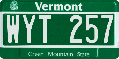 VT license plate WYT257