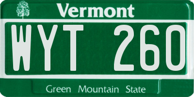 VT license plate WYT260