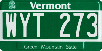 VT license plate WYT273