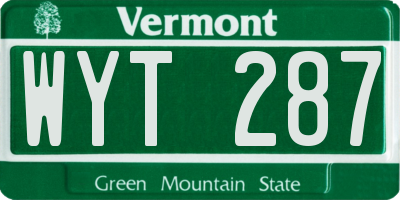 VT license plate WYT287