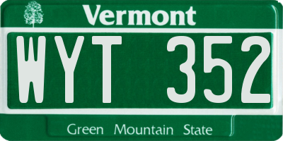 VT license plate WYT352
