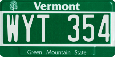 VT license plate WYT354