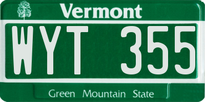 VT license plate WYT355