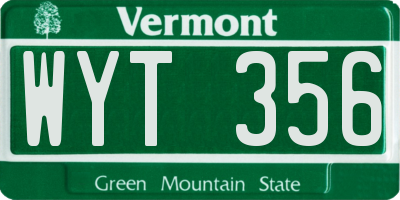 VT license plate WYT356