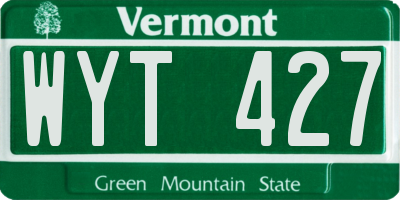 VT license plate WYT427