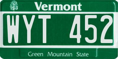 VT license plate WYT452