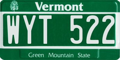 VT license plate WYT522