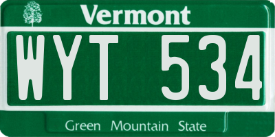 VT license plate WYT534