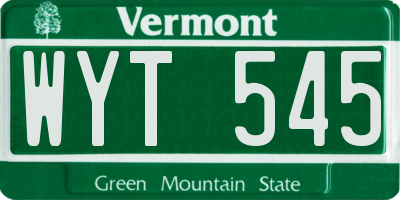 VT license plate WYT545