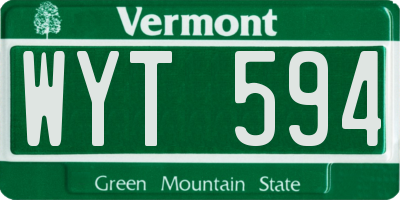 VT license plate WYT594