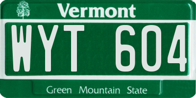 VT license plate WYT604