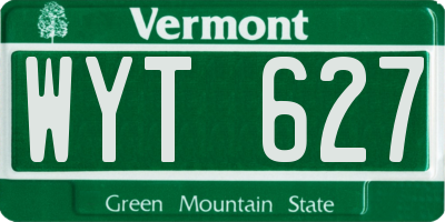 VT license plate WYT627