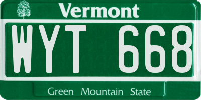 VT license plate WYT668