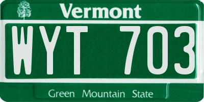 VT license plate WYT703