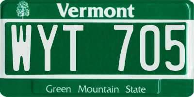 VT license plate WYT705