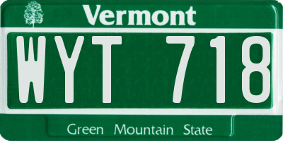 VT license plate WYT718