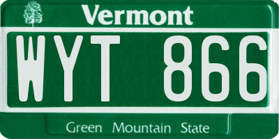 VT license plate WYT866