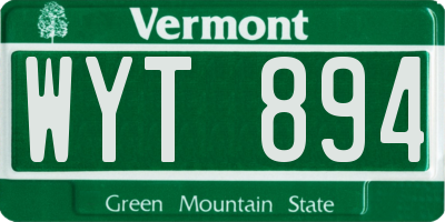 VT license plate WYT894