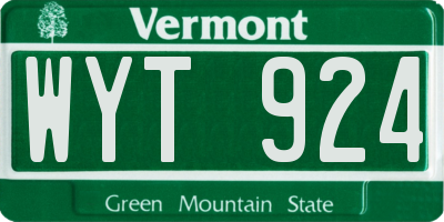 VT license plate WYT924