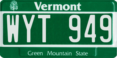 VT license plate WYT949