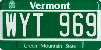 VT license plate WYT969