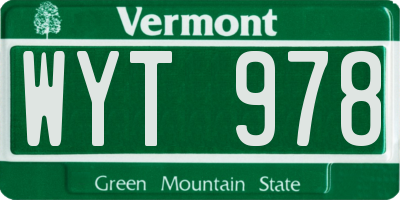 VT license plate WYT978