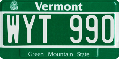 VT license plate WYT990
