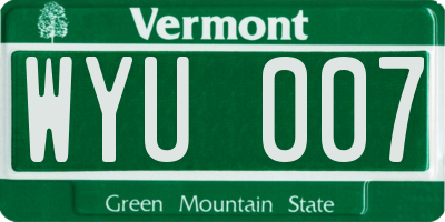 VT license plate WYU007
