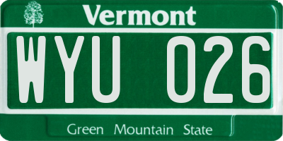 VT license plate WYU026