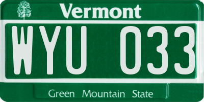 VT license plate WYU033