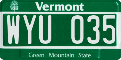 VT license plate WYU035