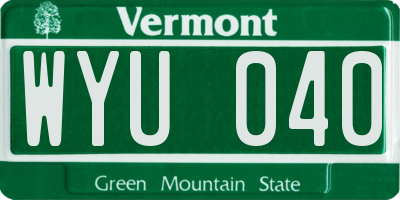 VT license plate WYU040