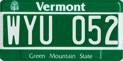 VT license plate WYU052