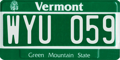 VT license plate WYU059
