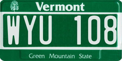 VT license plate WYU108