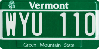 VT license plate WYU110