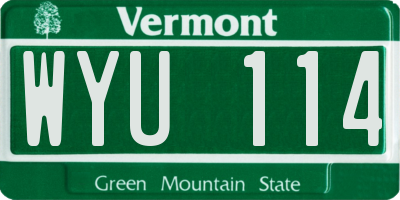 VT license plate WYU114