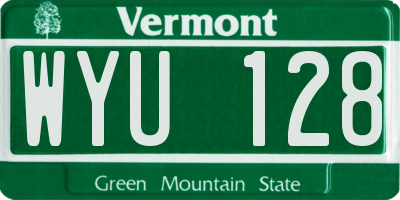 VT license plate WYU128