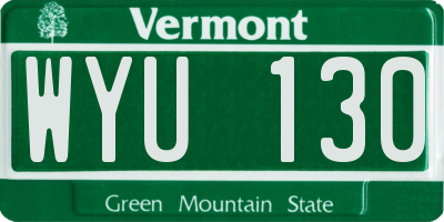 VT license plate WYU130
