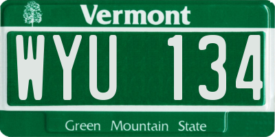 VT license plate WYU134