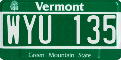 VT license plate WYU135